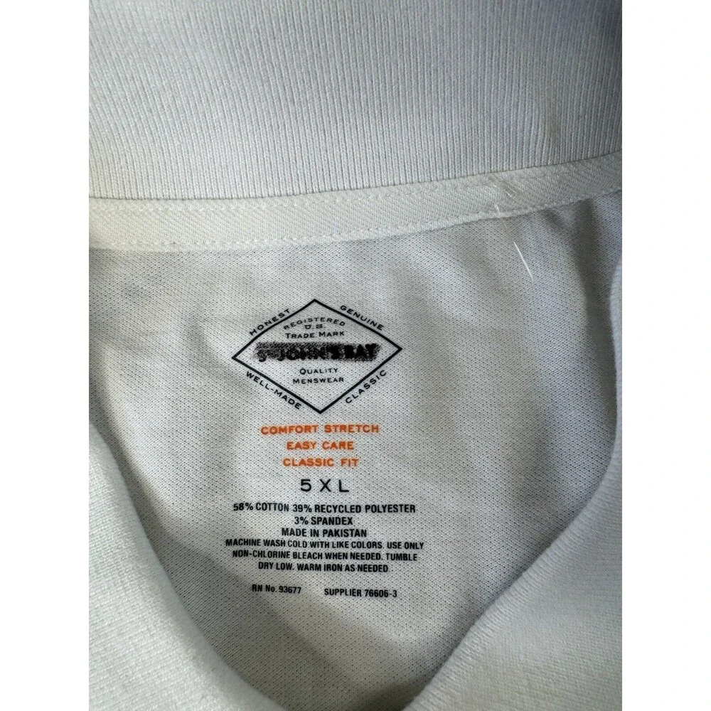 st johns bay Men’s Polo Shirt,comfort Stretch,white ,size 5XL - Picture 7 of 8